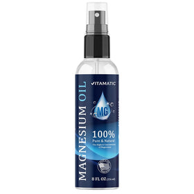 Vitamatic Spray d'Huile de Magnésium Pur 240 ml, vue avant avec spray