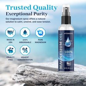 Vitamatic Spray d'Huile de Magnésium Pur avec un fond apaisant