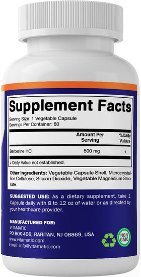 Vitamatic supplément de berbérine, capsules dans une main