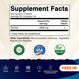 Vitamatic Taurine 2000mg flacon de 180 tablettes