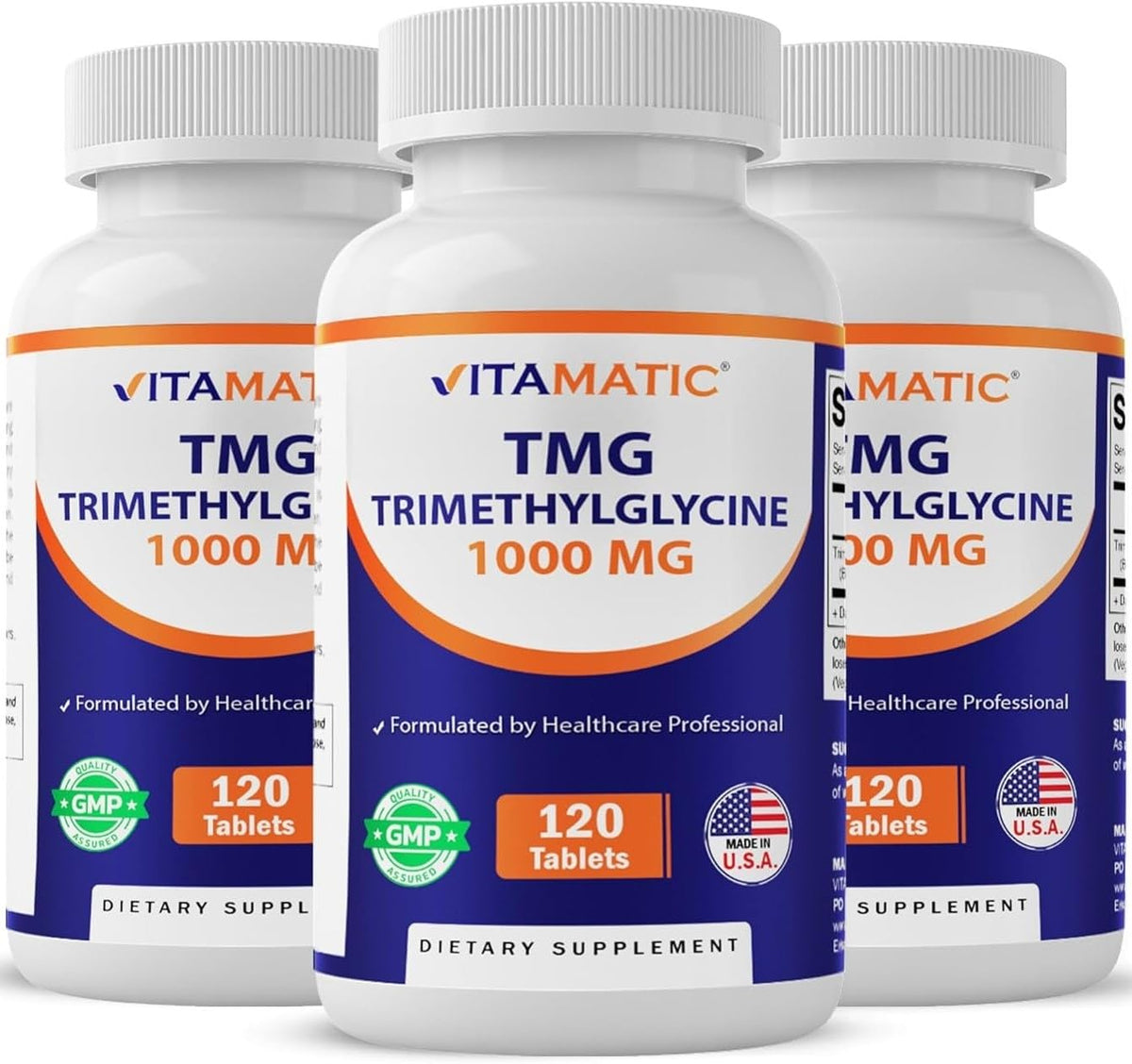 Vitamatic TMG 1000mg 120 tablettes vue avant de l'emballage