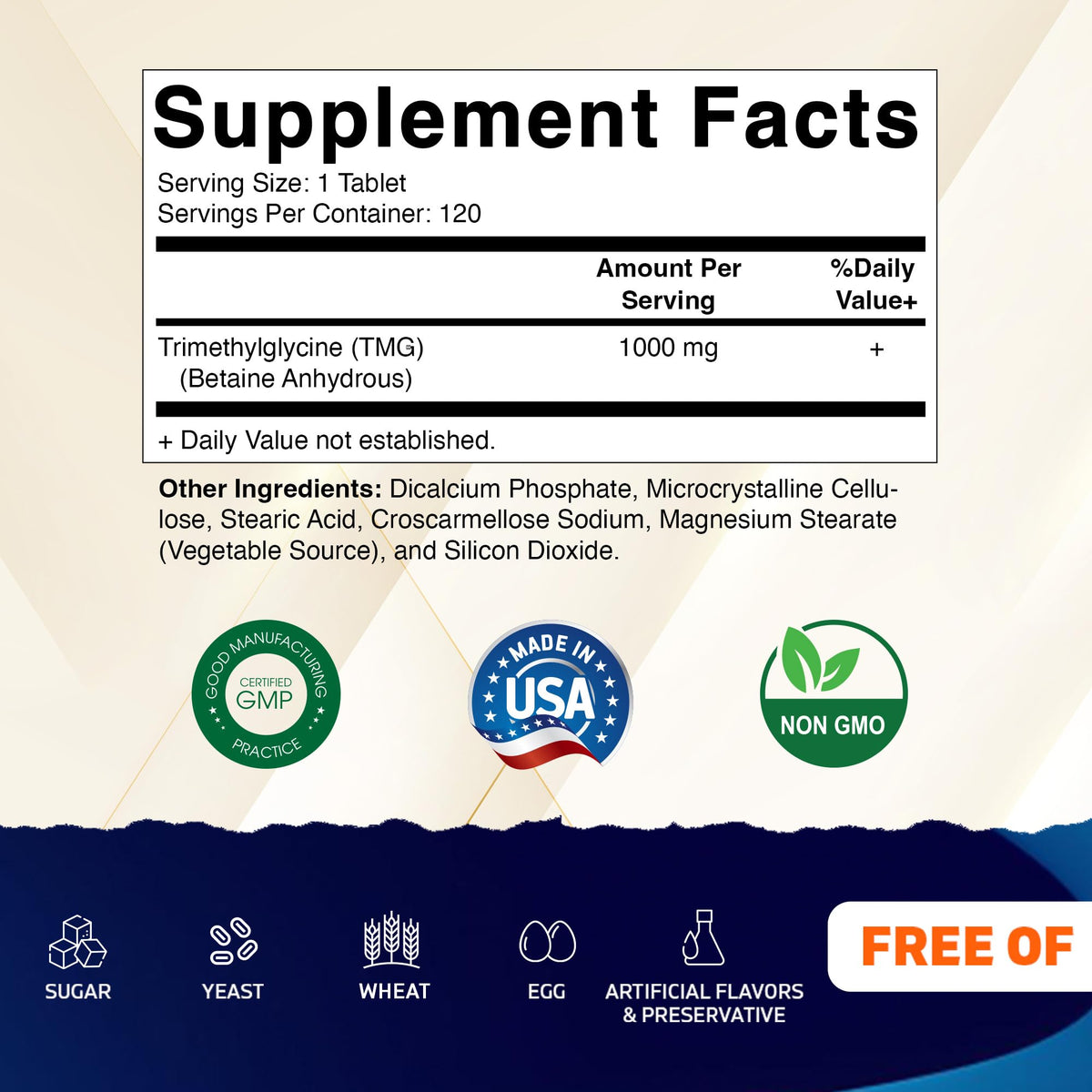 Vitamatic TMG 1000mg, flacon avec 120 comprimés