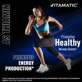 Vitamatic Vitamine B1 100 mg, flacon avec vue latérale