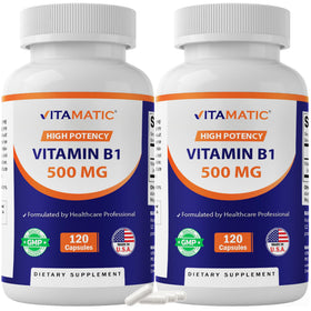 Vitamatic vitamine B1 500 mg 120 capsules vue de face
