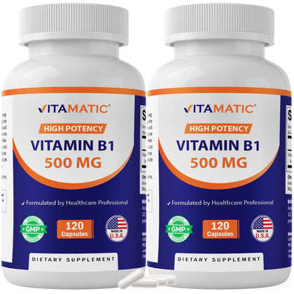 Vitamatic vitamine B1 500 mg 120 capsules vue de face