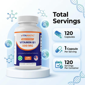 Vitamatic vitamine B1 500 mg capsules avec mesure