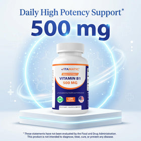 Vitamatic vitamine B1 500 mg capsules sur table