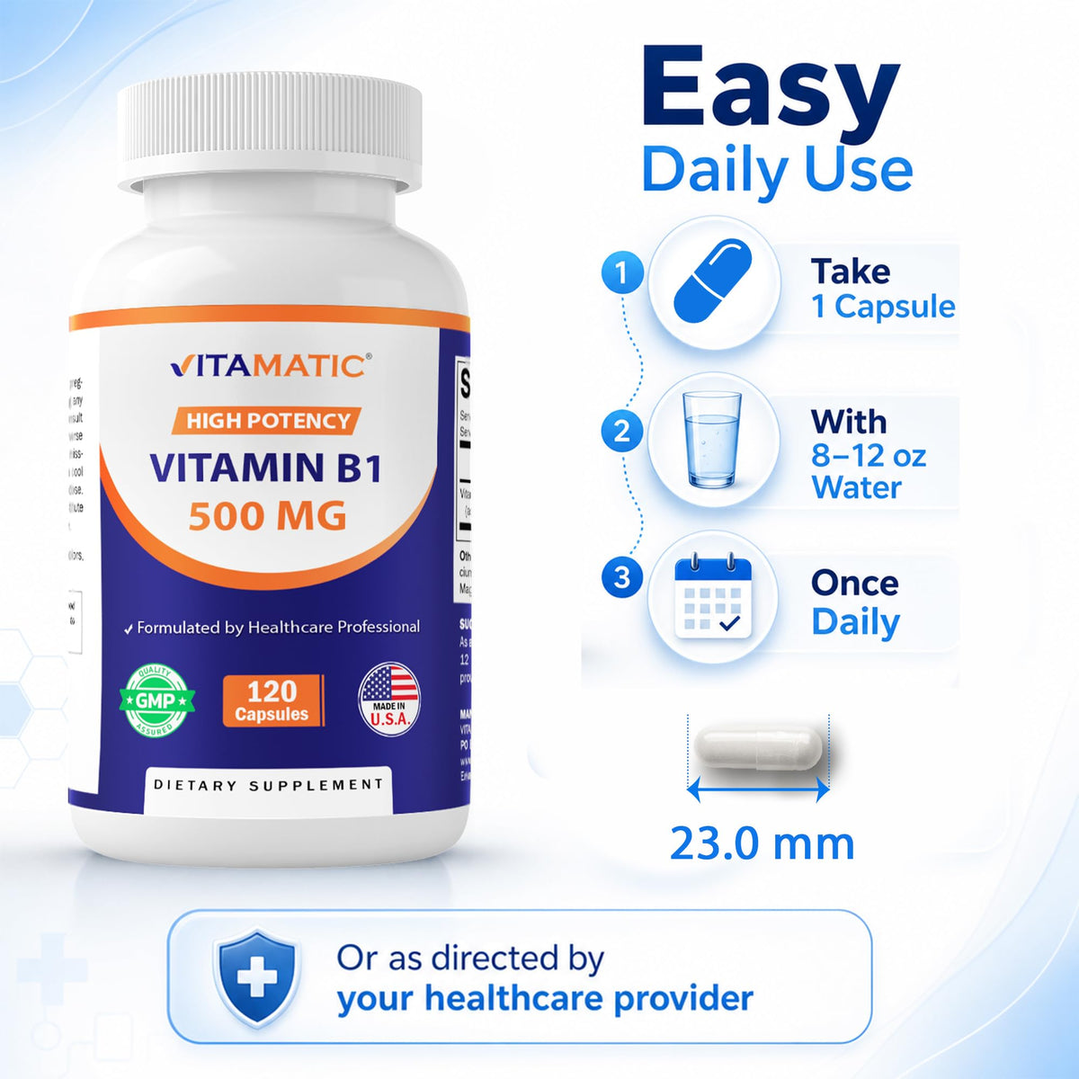 Vitamatic vitamine B1 500 mg emballage ouvert