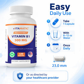 Vitamatic vitamine B1 500 mg emballage ouvert