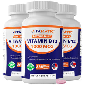 Vitamatic Vitamine B12 1000 mcg comprimés à dissolution rapide, emballage avant