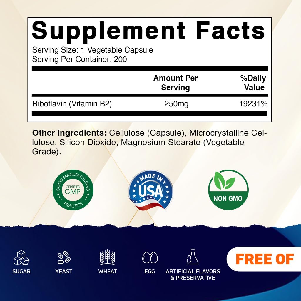 Vitamatic Vitamine B2 250 mg capsules végétariennes emballage