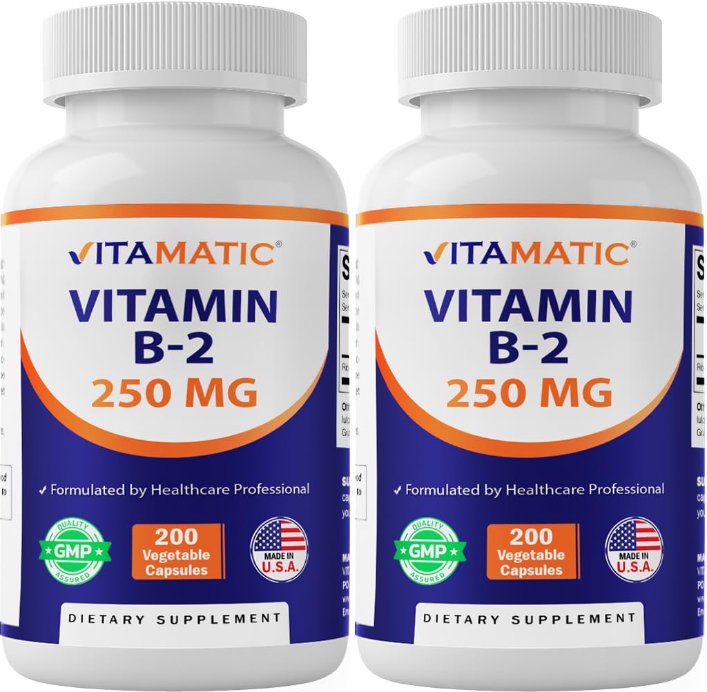 Vitamatic Vitamine B2 250 mg capsules végétariennes vue de face