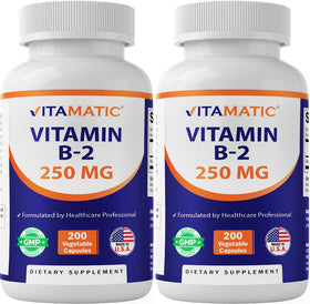 Vitamatic Vitamine B2 250 mg capsules végétariennes vue de face