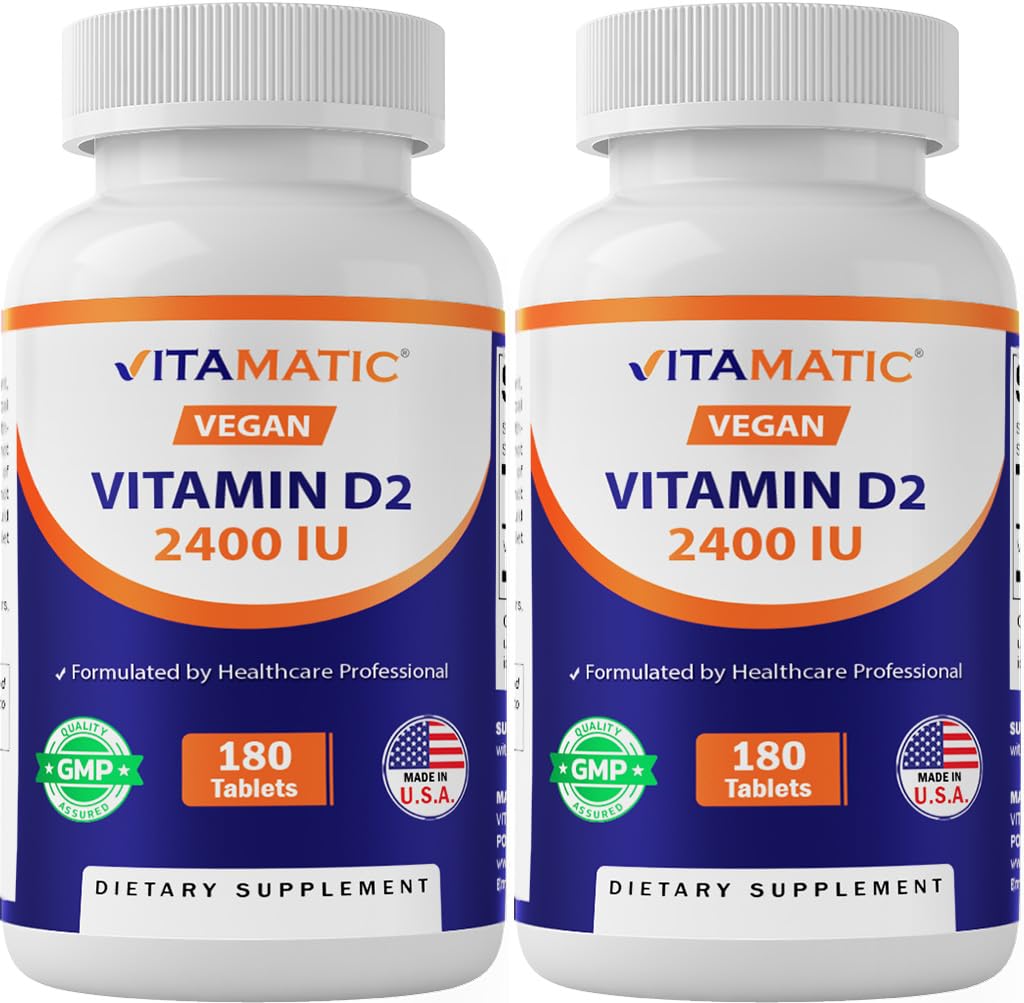 Vitamatic Vitamine D2 2400 IU 360 tablettes vue de face