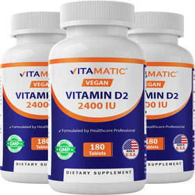 Vitamatic Vitamine D2 Vegan 2400 UI boîte de 540 comprimés vue de face