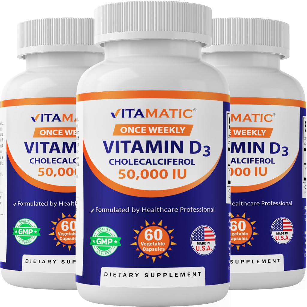 Vitamatic Vitamine D3 50 000 UI 60 capsules végétales emballage avant