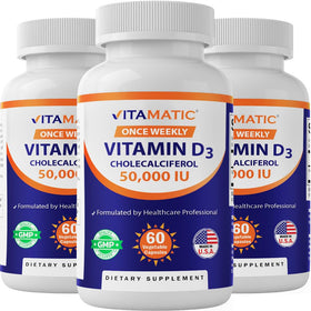 Vitamatic Vitamine D3 50 000 UI 60 capsules végétales emballage avant