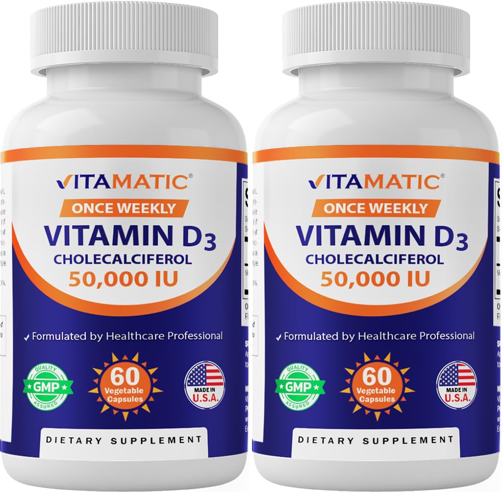 Vitamatic Vitamine D3 50 000 UI 60 Capsules Végétales, vue de face