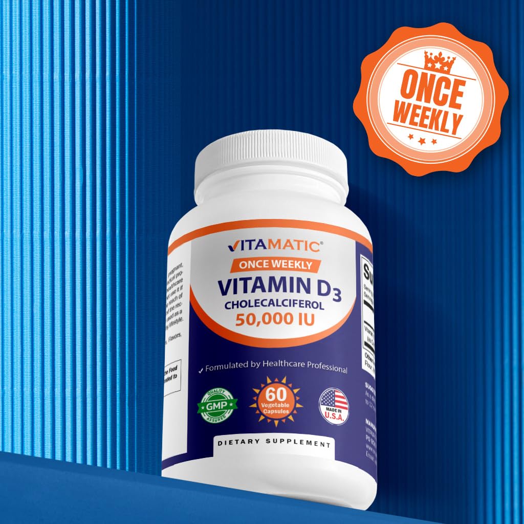 Vitamatic Vitamine D3 50 000 UI capsules végétales avec des ingrédients naturels