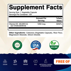Vitamatic Vitamine D3 50 000 UI gélules végétales vue de côté