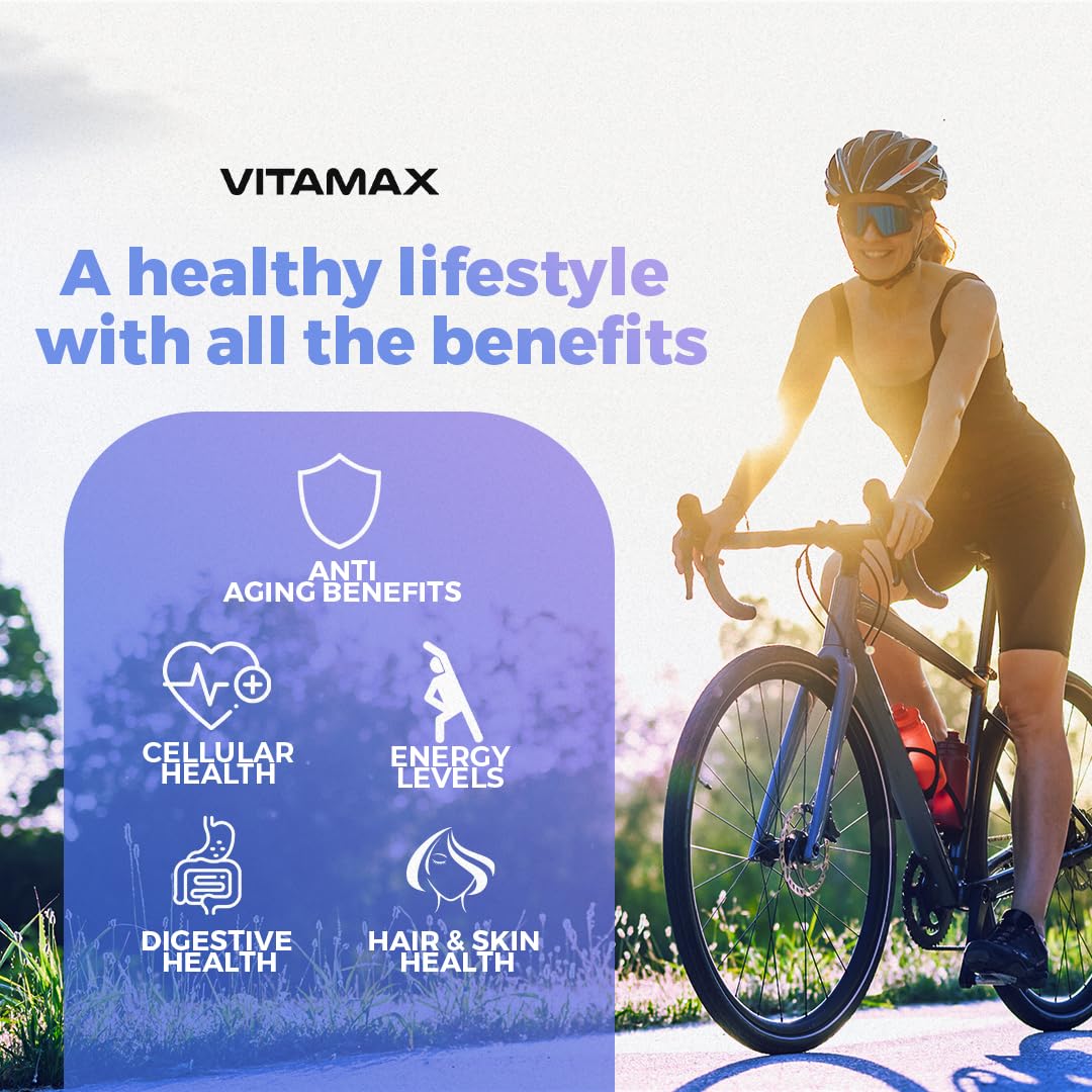 Vitamax, capsules avec ingrédients naturels en arrière-plan