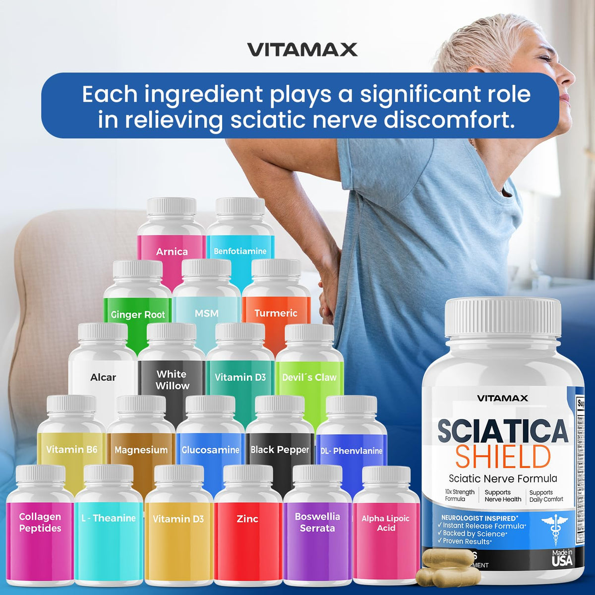 Vitamax Complément Alimentaire 60 capsules côté