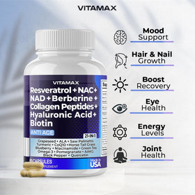 Vitamax complément alimentaire, capsules ouvertes montrant la taille