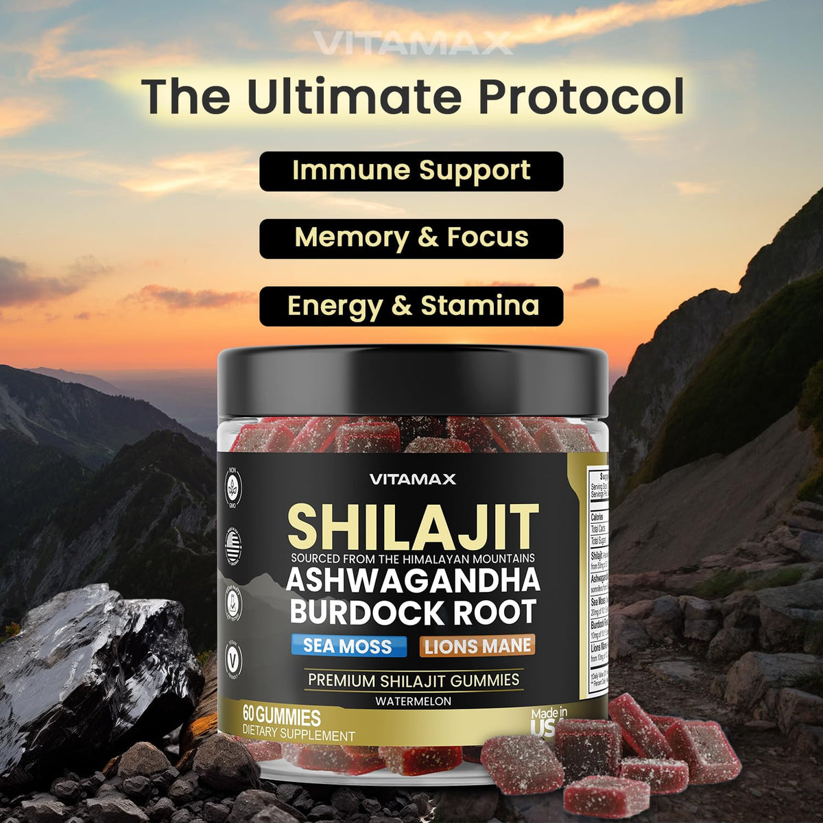 Vitamax Gummies Shilajit 60ct gummies individuelles