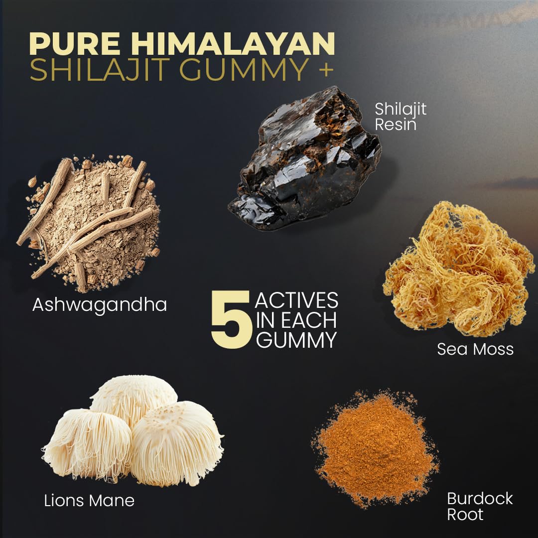 Vitamax Gummies Shilajit pot ouvert avec gummies