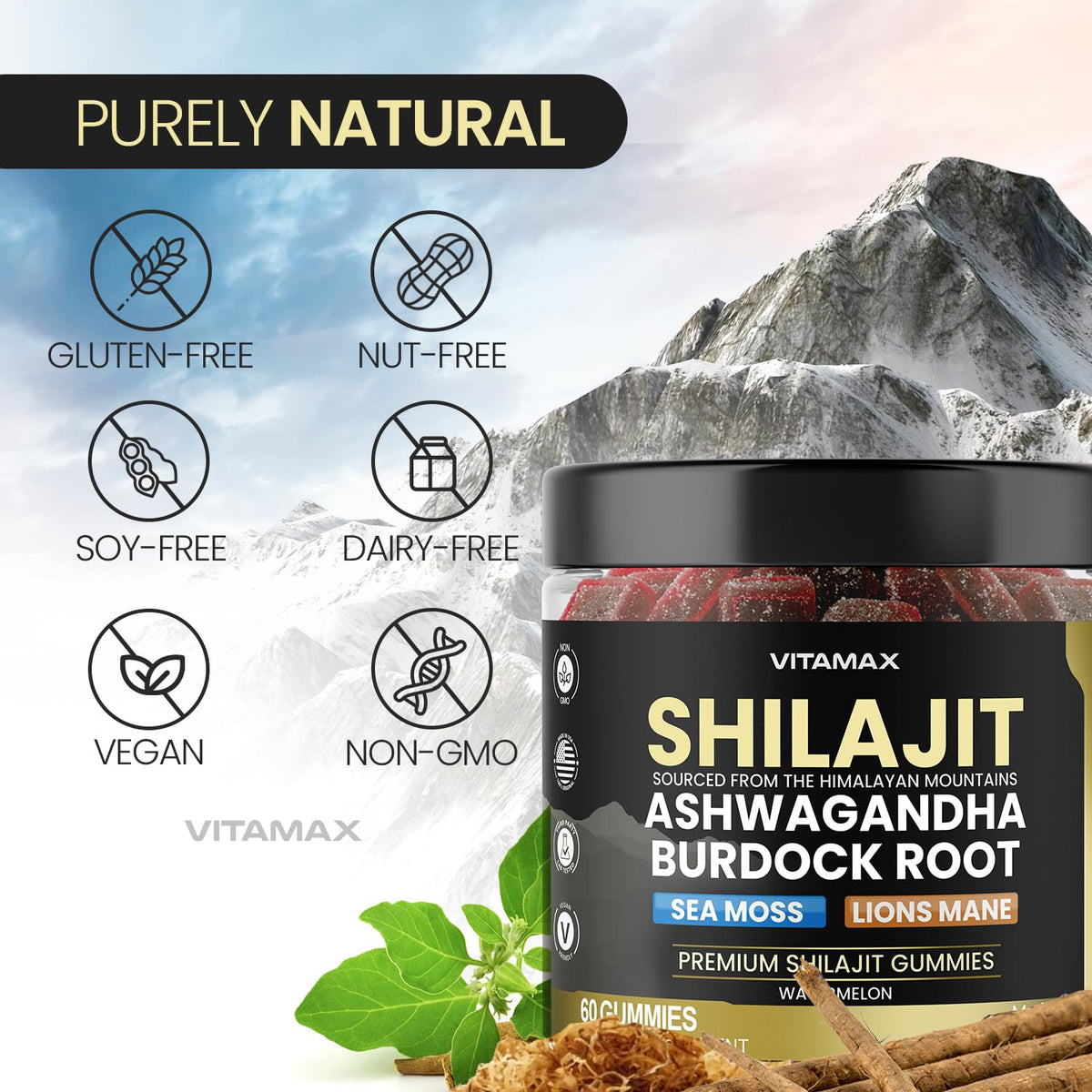 Vitamax Gummies Shilajit sur une table en bois