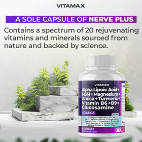 Vitamax Nerve-Plus capsules sur une table
