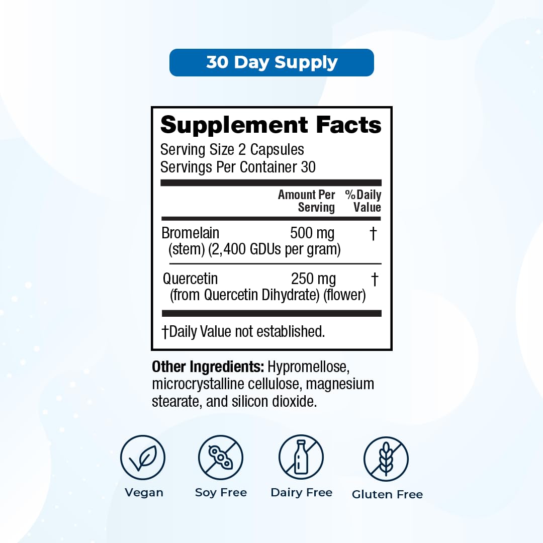 VitaMedica Capsules Végétales Bromélaïne & Quercétine sur une Surface Claire