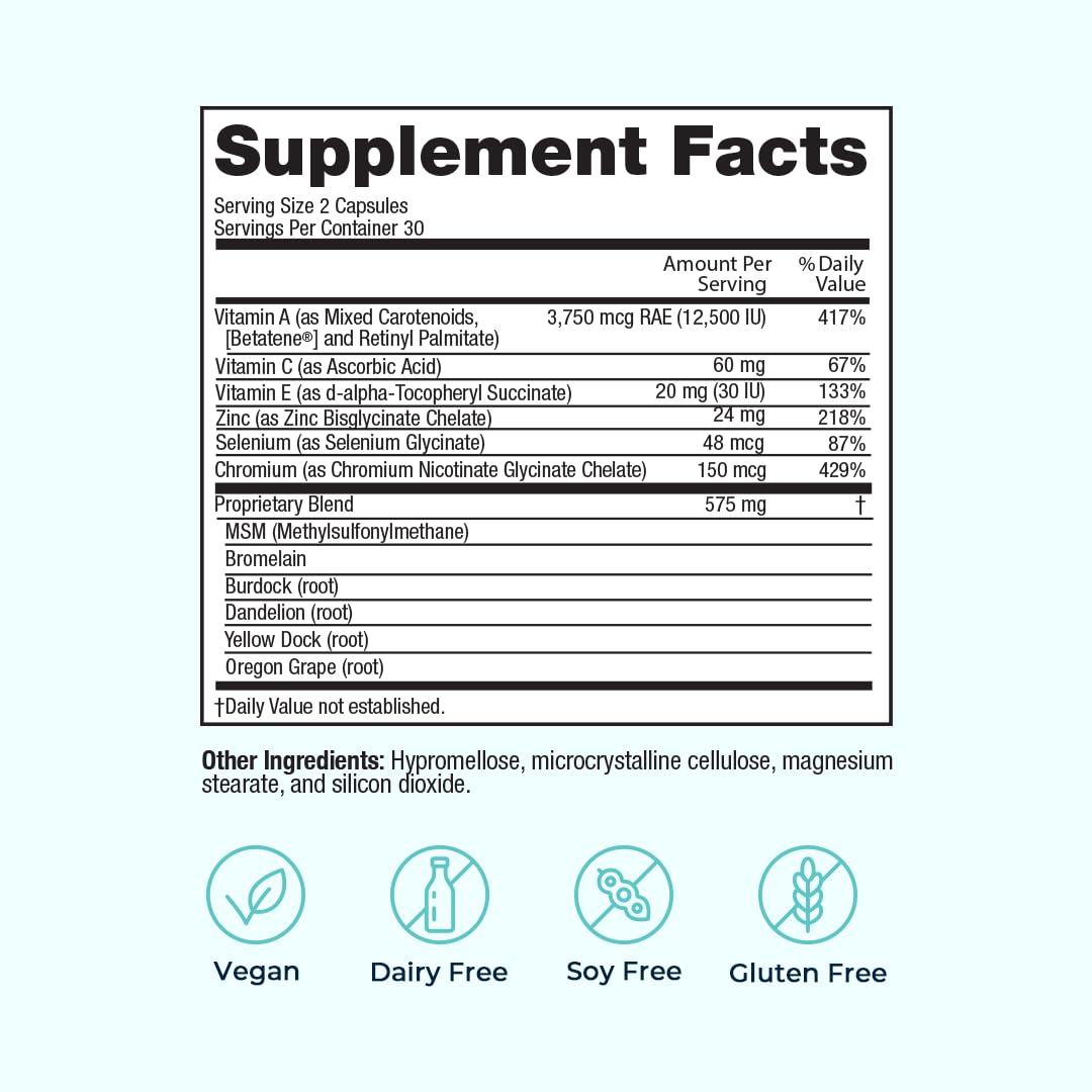 VitaMedica Clear Skin Vitamin Formula 60 Ct étiquette