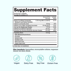 VitaMedica Clear Skin Vitamin Formula 60 Ct étiquette
