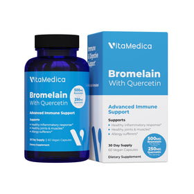 VitaMedica complément alimentaire Bromélaïne et Quercétine 500mg 250mg - vue de l'emballage avant