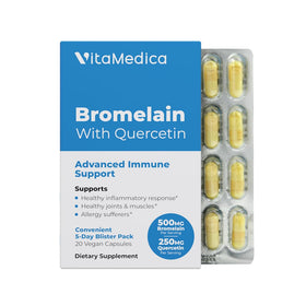 VitaMedica Complément Alimentaire Bromélaïne & Quercétine 500mg Capsules Végétales