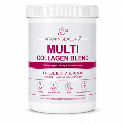 VITAMIN SEASONS Poudre de Collagène Multi-Types 608g vue de face