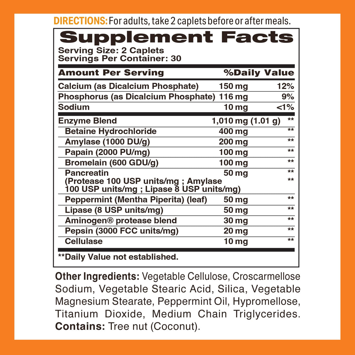 Vitamin World daily-13 Multi-Enzyme 100g packaging side view