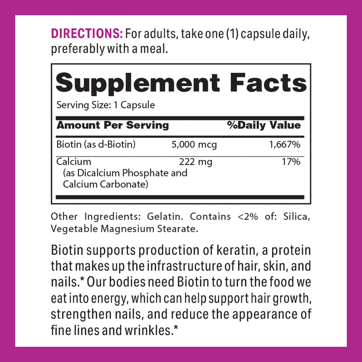 Vitamin World Super Biotin 5000 mcg packaging