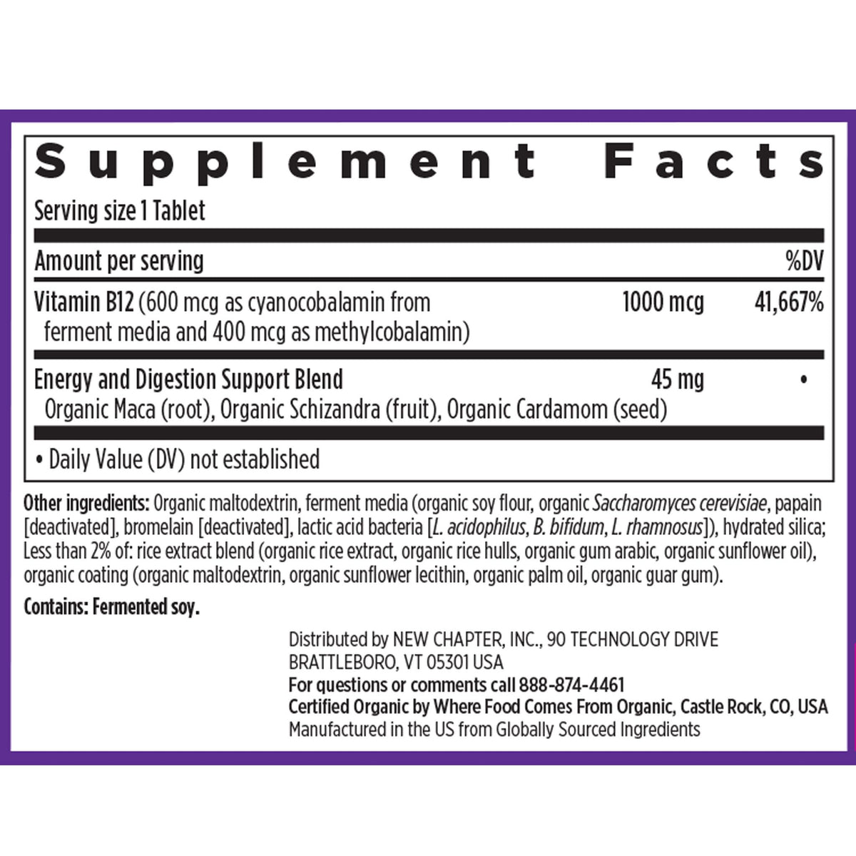 Vitamine B12 New Chapter 1 000 mcg vue de côté