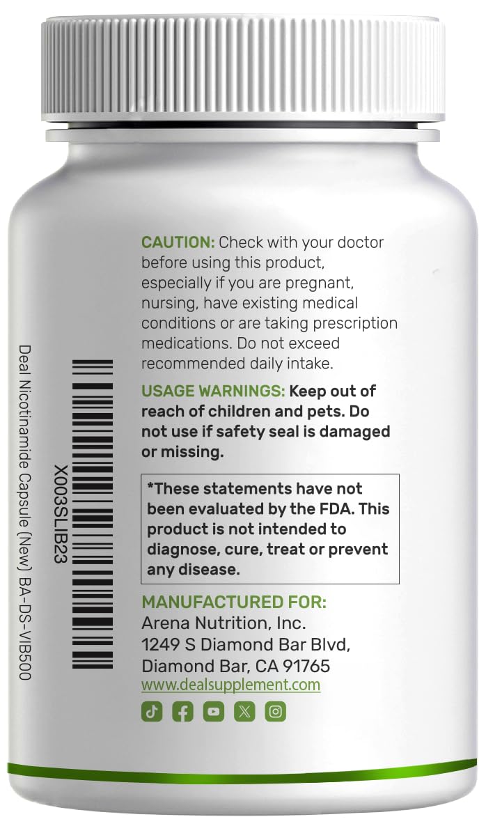 Vitamine B3 Nicotinamide capsules avec environnement de santé