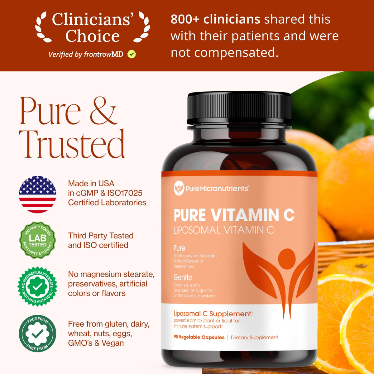 Vitamine C Liposomale 1400mg Pure Micronutrients avec des ingrédients naturels