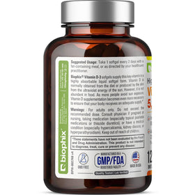 Vitamine D3 5000 IU biophix softgel vue de côté