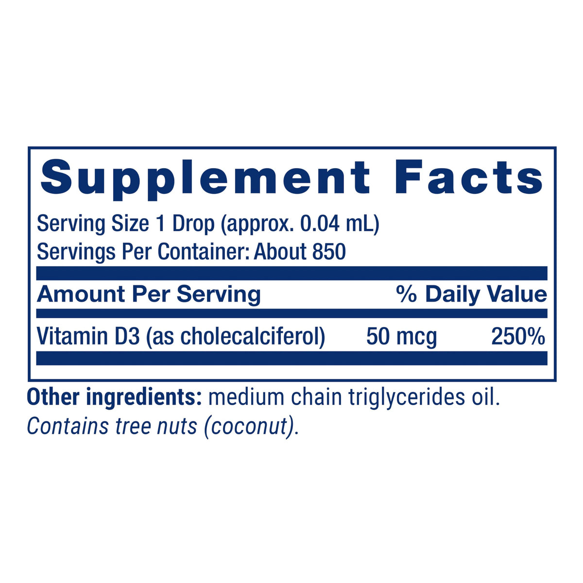 Vitamine D3 Life Extension 50 mcg avec étiquette visible