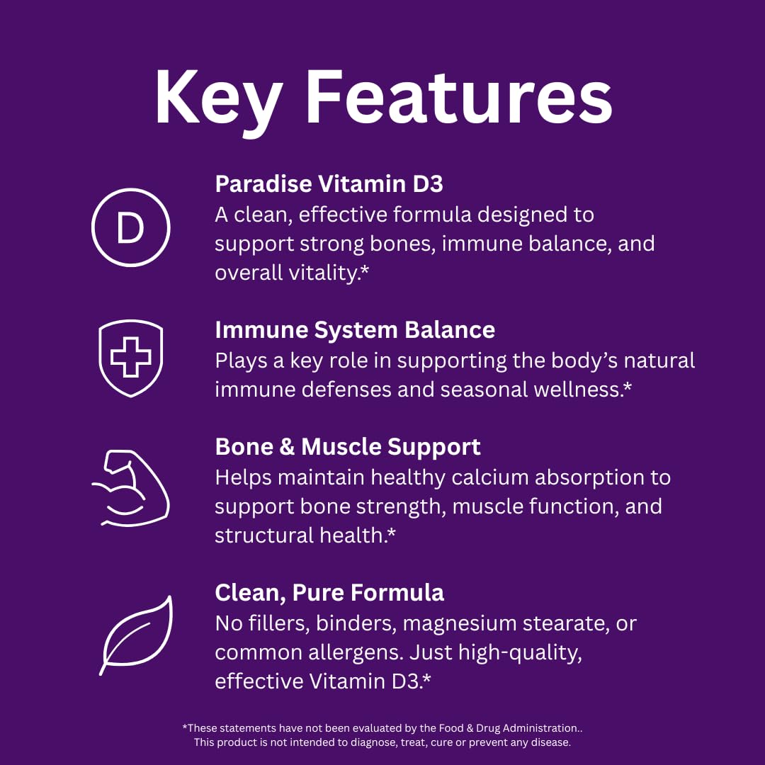 Vitamine D3 Paradise Herbs, capsules sur une surface en bois