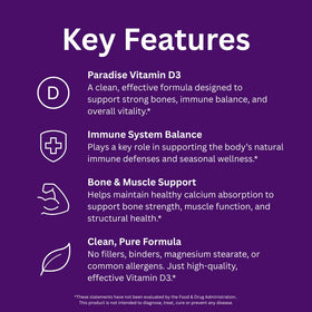 Vitamine D3 Paradise Herbs, capsules sur une surface en bois