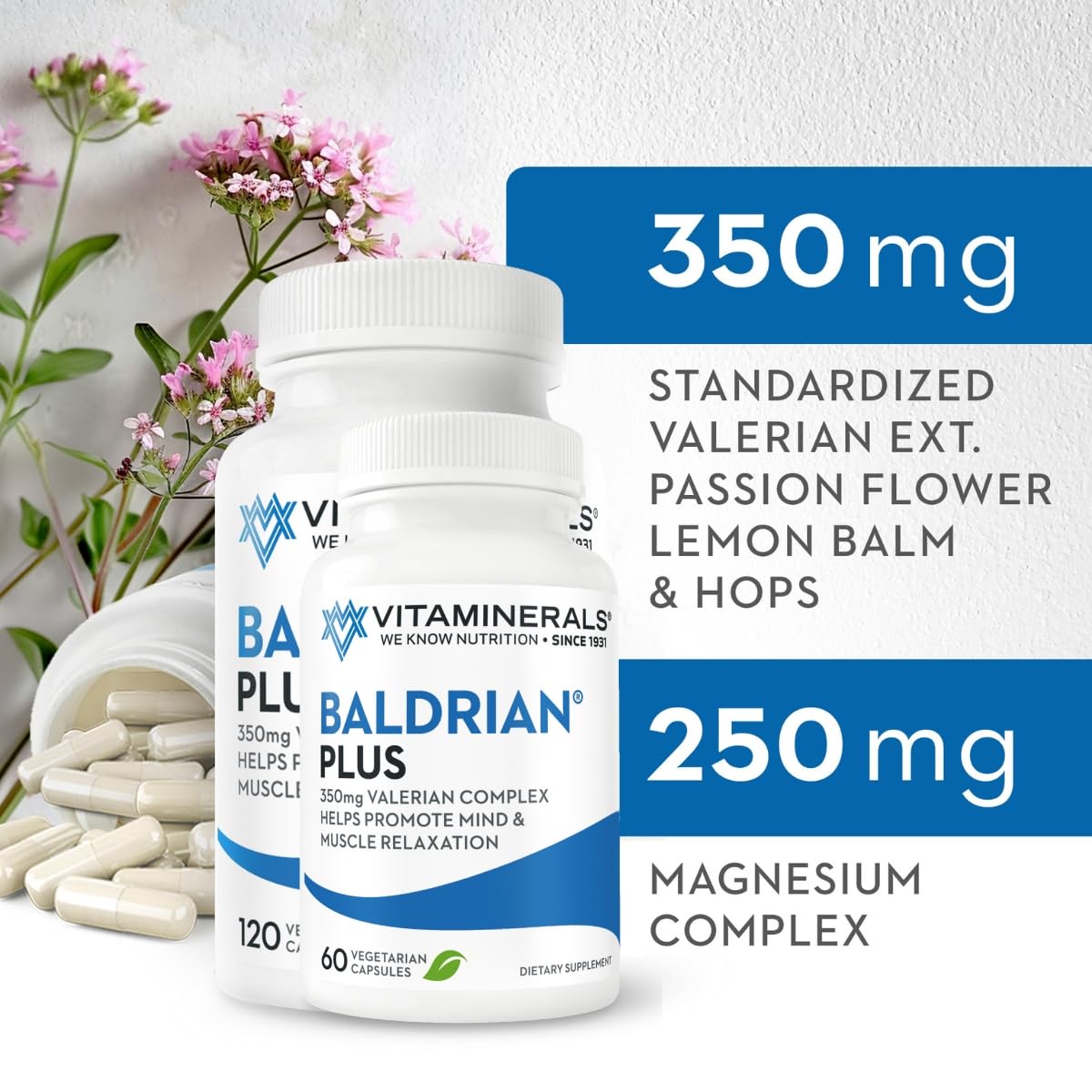 Vitaminerals Baldrian® Plus extrait de valériane 350mg vue arrière