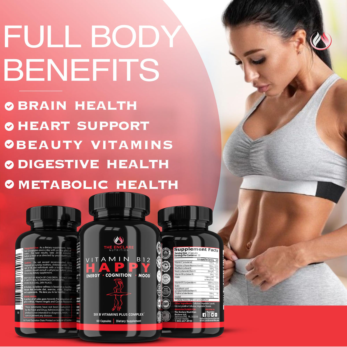 Vitamines B12 et Biotine en capsules, format pratique