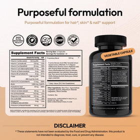 Vitamines Cheveux Peau Ongles CoreStrength 5000 MCG Biotine - ingrédients détaillés