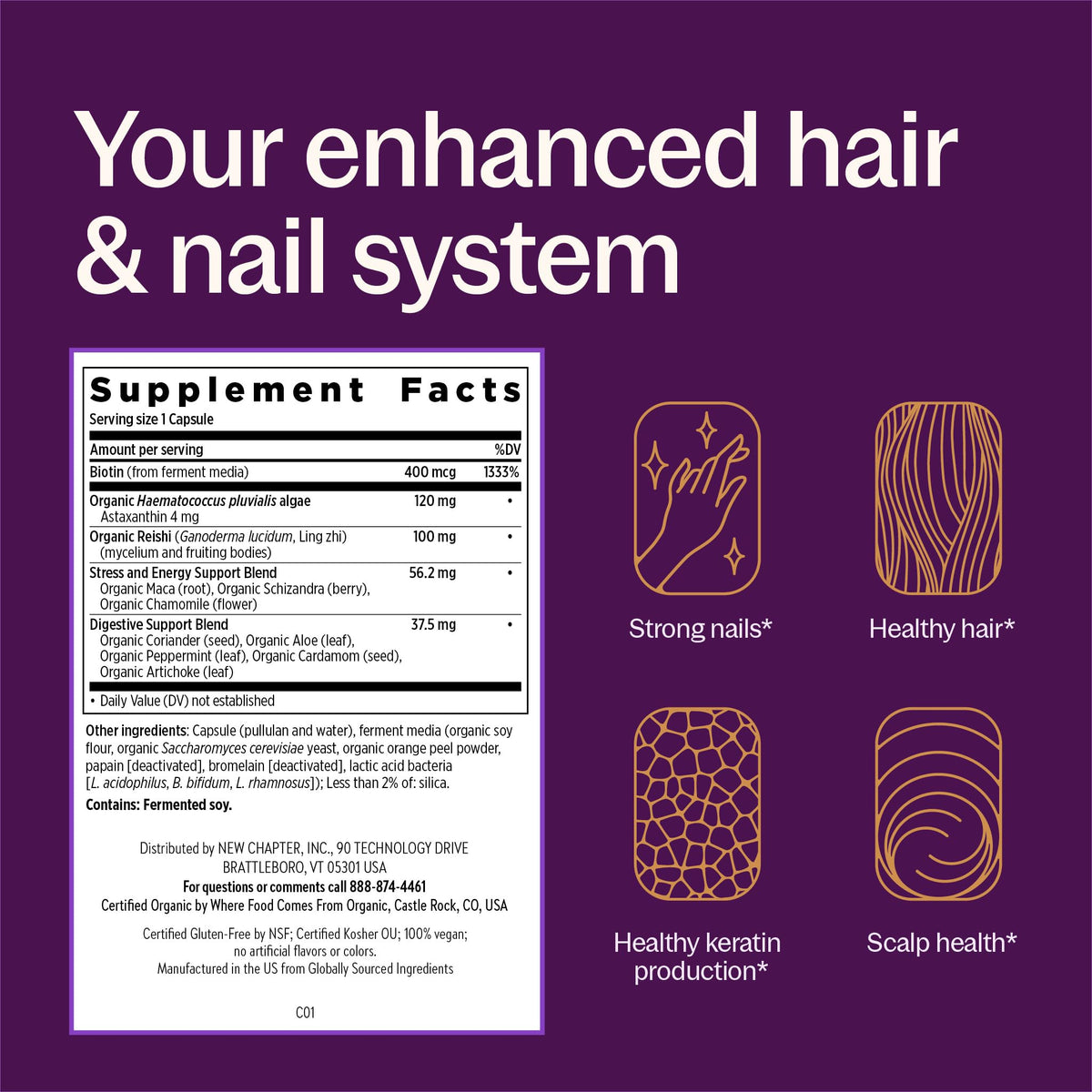 Vitamines Cheveux Peau Ongles New Chapter 30 capsules côté